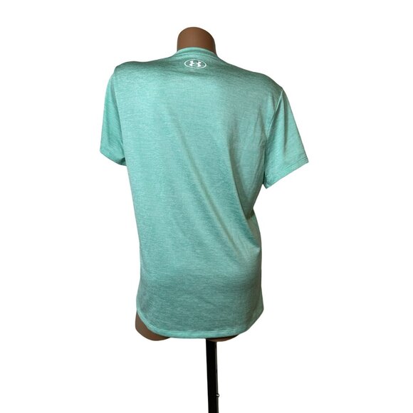 Under Armour Floral Logo Tee L Mint Green Sporty Soft Performance Top - Picture 2 of 5